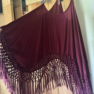 Red Tank Top with Fringe Detail